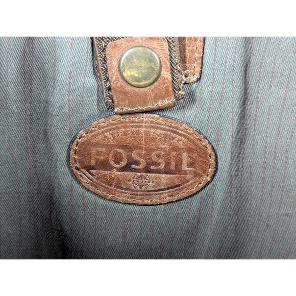 Vintage Fossil Brown Leather Messenger Crossbody Computer Laptop Bag Magnets - Picture 5 of 14